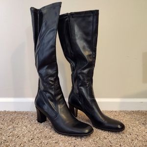 Black Knee High Boots women's size 9.5 M Zipper Closure Retro Style Franco Sarto